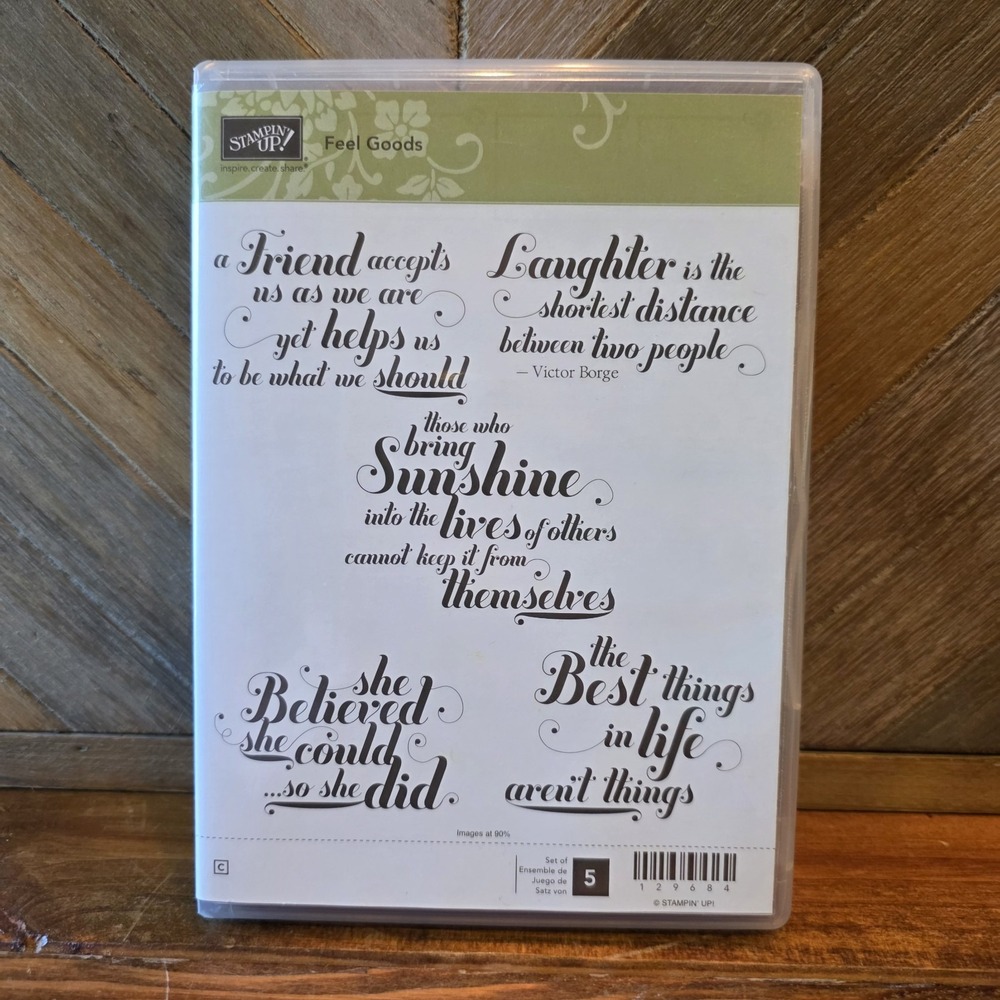 Stampin' Up! Feel Goods Rubber Stamp Set #129684 Set of 5 Friends Laughter